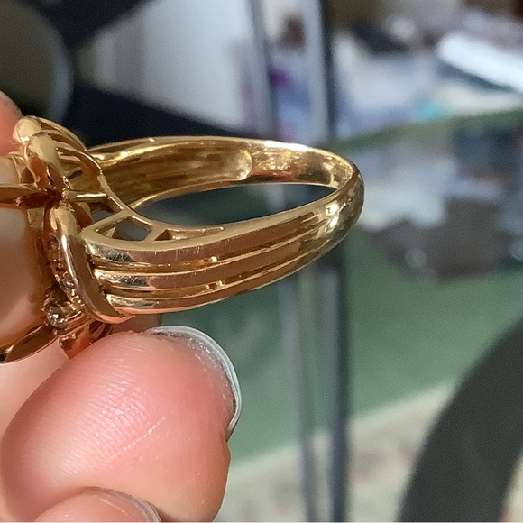 Sold❗️❗️❗️18K Solid Gold Ring with Authentic Pearl with Natural Diamond - Picture 7 of 12